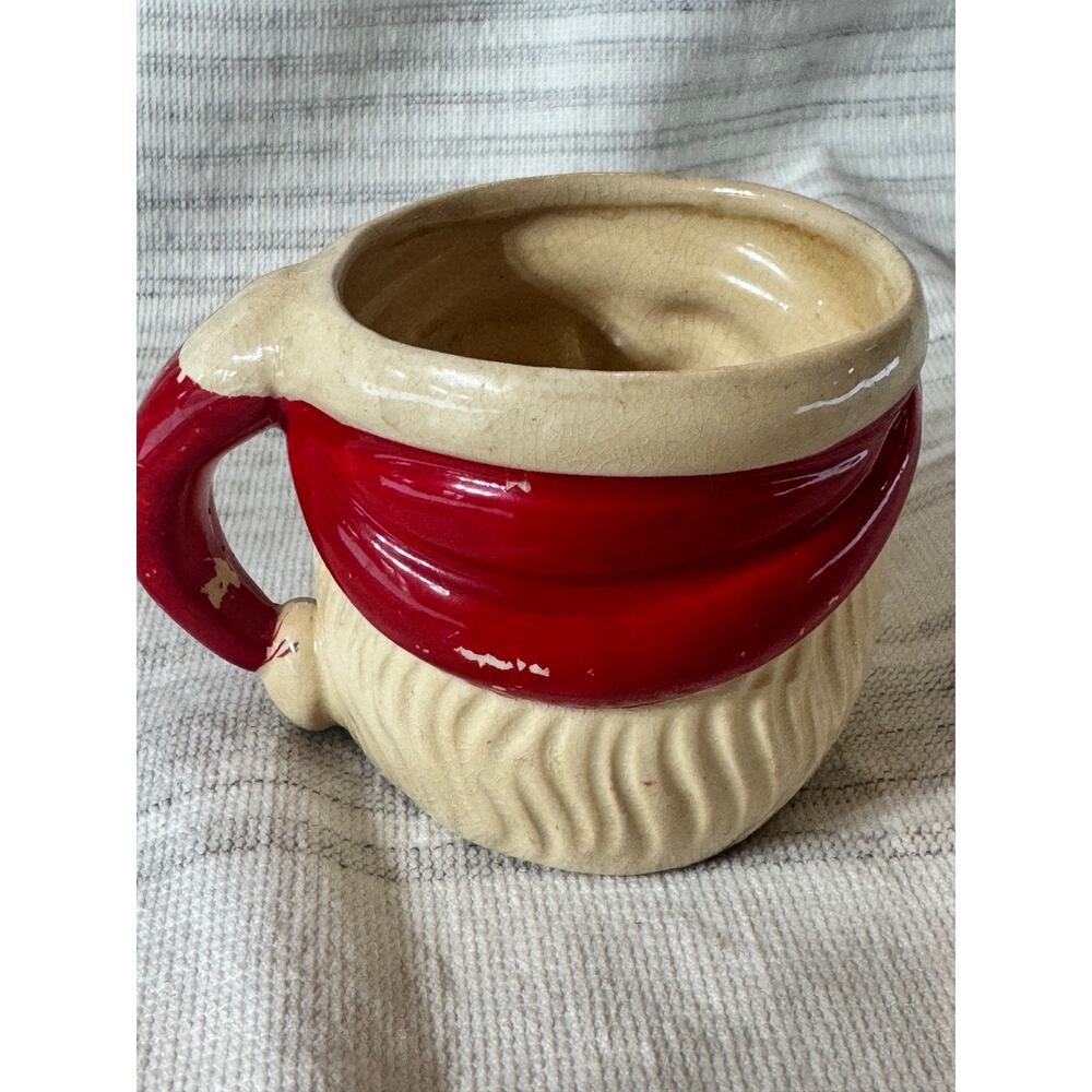Vintage Santa Mug 1960-1970s Crackle Finish & Faded Paint Retro Christmas Decor - Picture 3 of 12